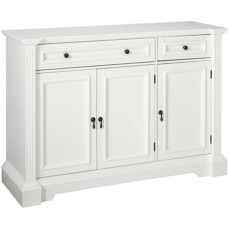 White Console Sideboard with Drawers & Cabinets, 1-Person Assembly