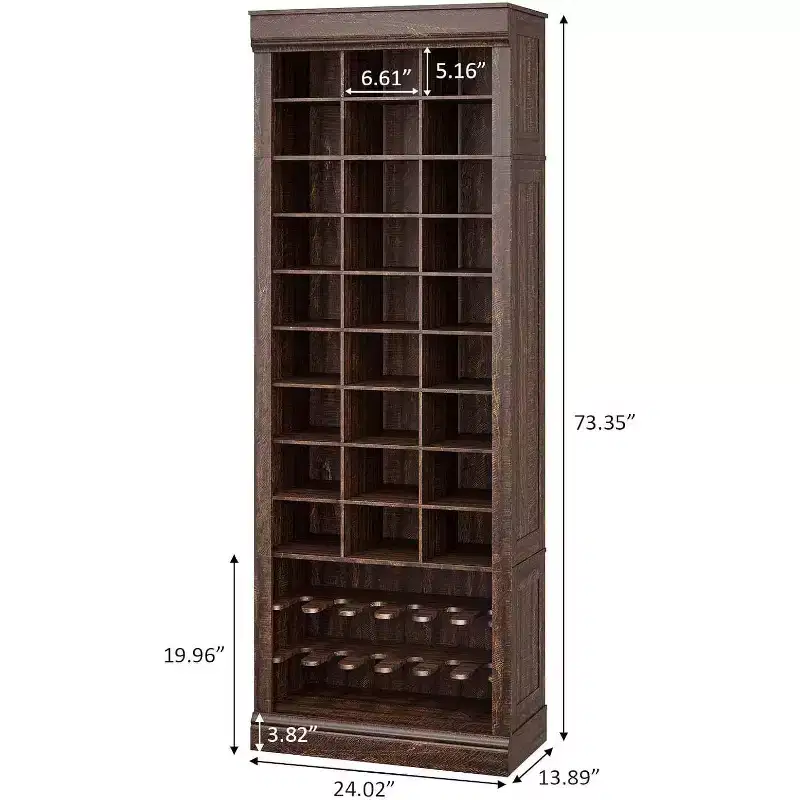 Acekool 4-in-1 Hall Tree with Bench, 15 Shoe Cubbies & 5 Coat Hooks, Entryway Shoe Storage with Seating and Coat Rack, Gray Finish