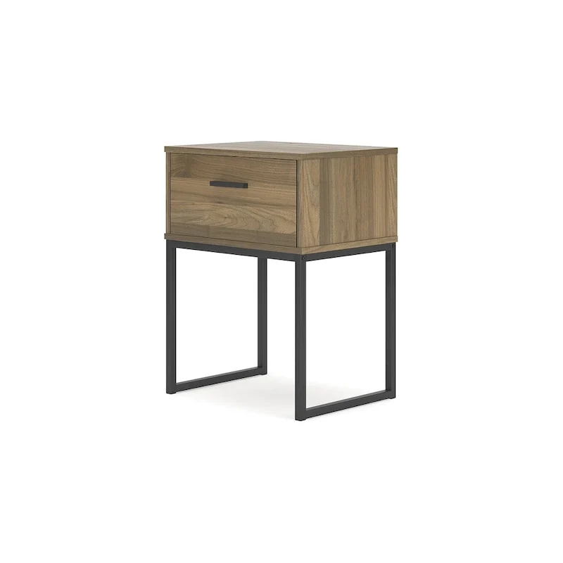 Signature Design Deanlow Honey Panel Headboard with Dresser and Nightstand