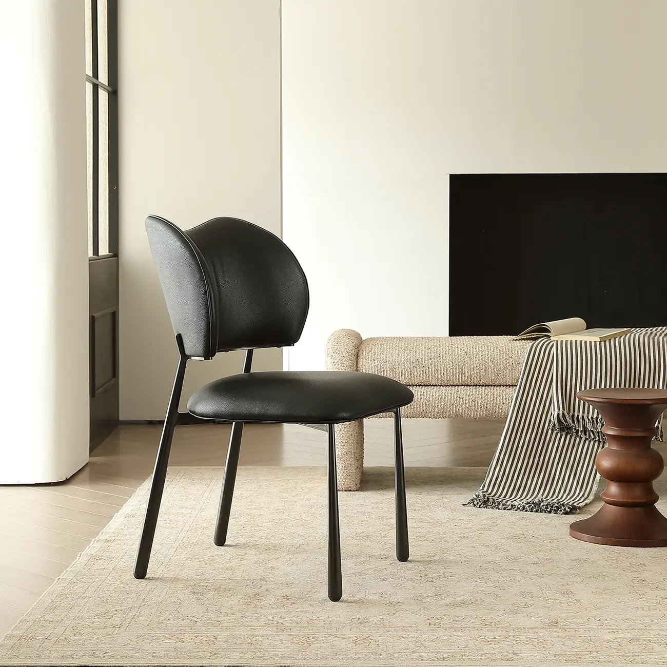 Retro Armless Faux Leather Upholstered Dining Chair