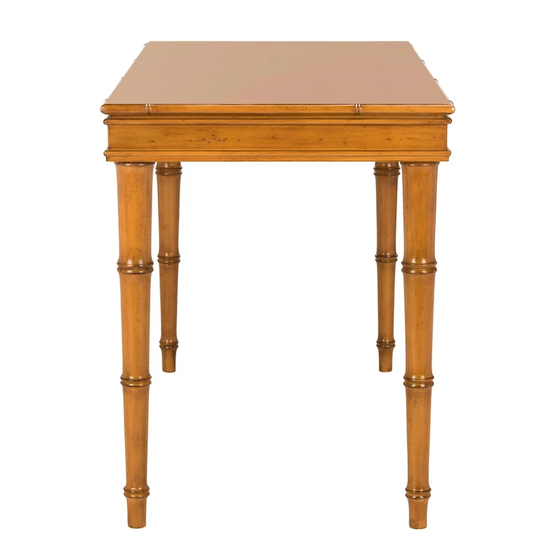 Modern Coastal Writing Desk with 1 Drawer - Bamboo-Inspired Wood Frame Office Furniture