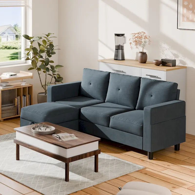 Futzca Modern L-shaped Convertible Sectional Sofa w/ Reversible Chaise