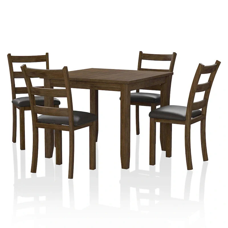 Oma Transitional Walnut Solid Wood 5-Piece Dining Table Set by