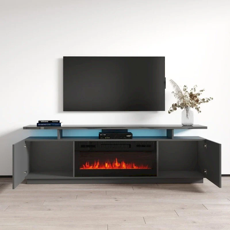 Eva Modern TV Stand with Electric Fireplace