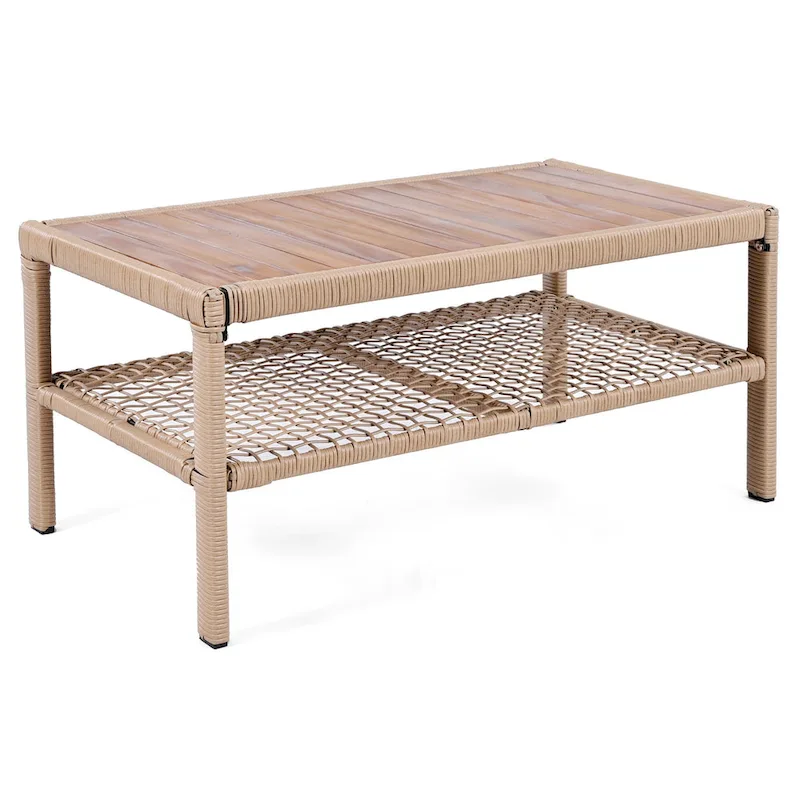 4-Piece Rattan Conversation Sofa Set with Swivel Chairs & Table