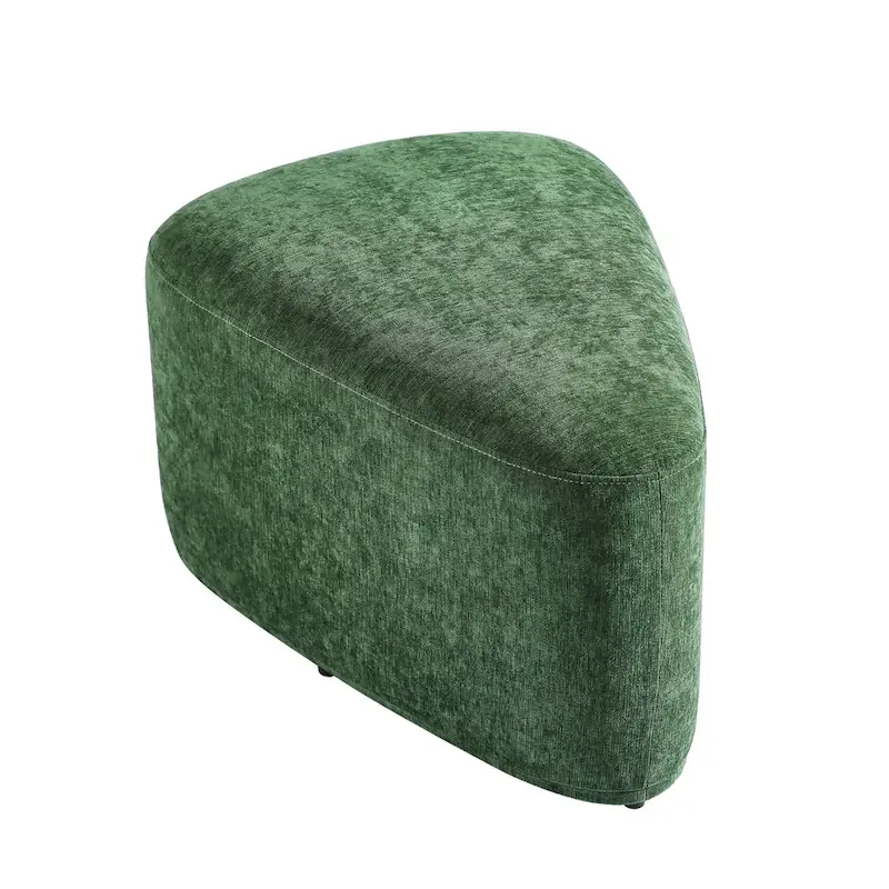 Triangular Chenille Fabric Pouf Ottoman