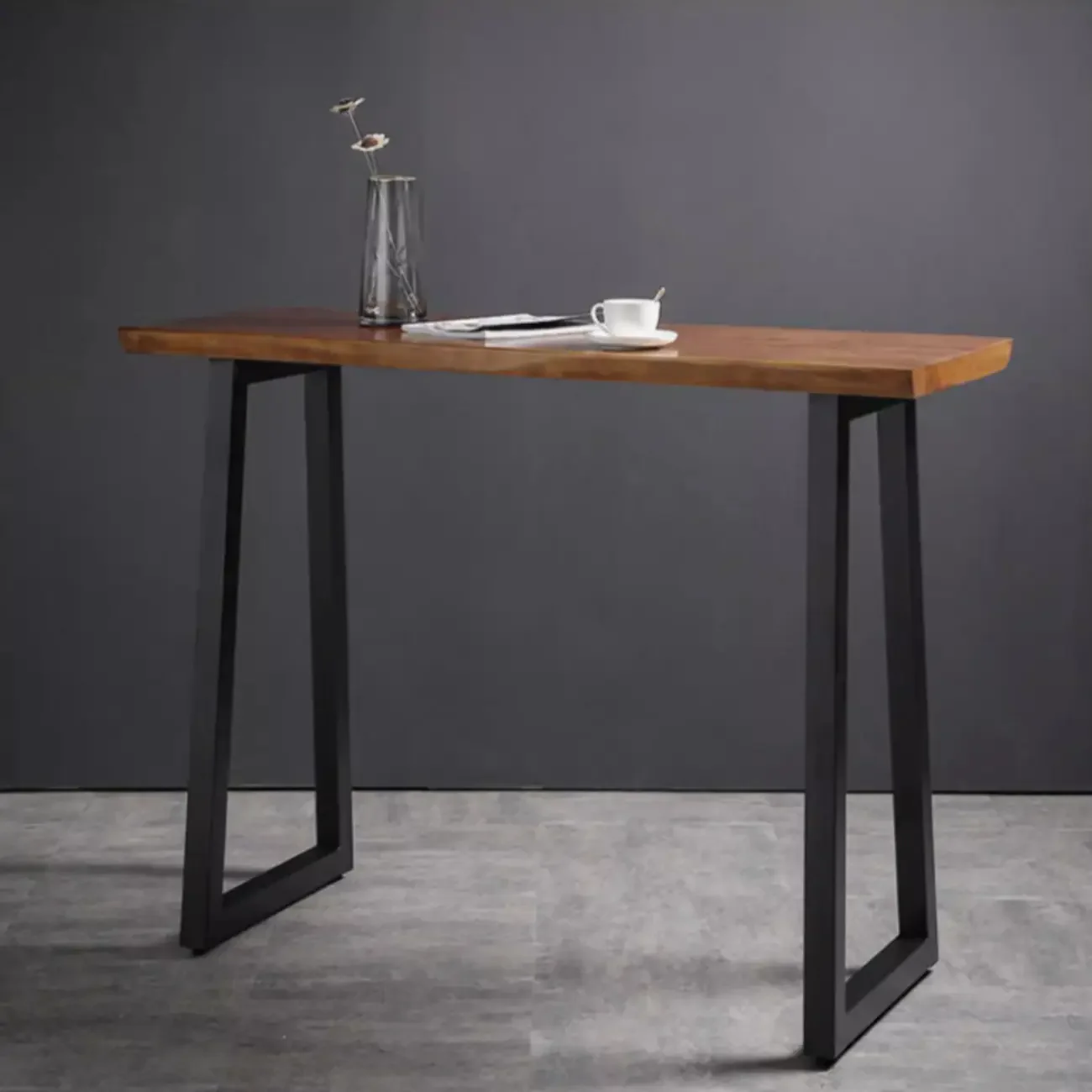 Industrial Brown Wood and Iron Structure Bar Tables