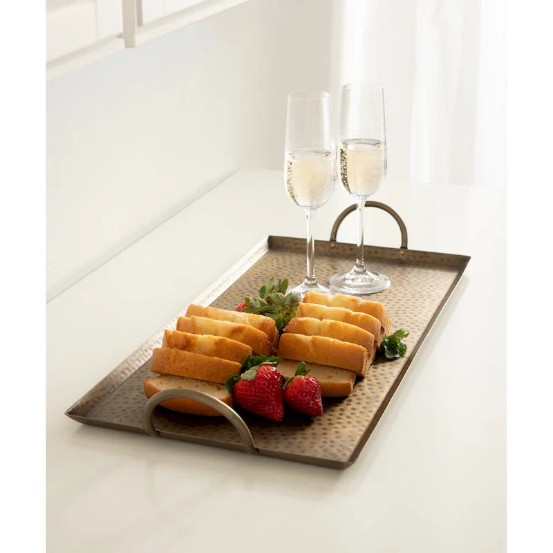 Kate and Laurel Sanzo Hammered Rectangle Metal Tray