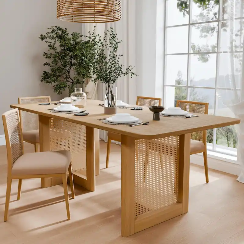 Wooakway Solid Wood 67  Square Dining Table for 6 People Nordic style