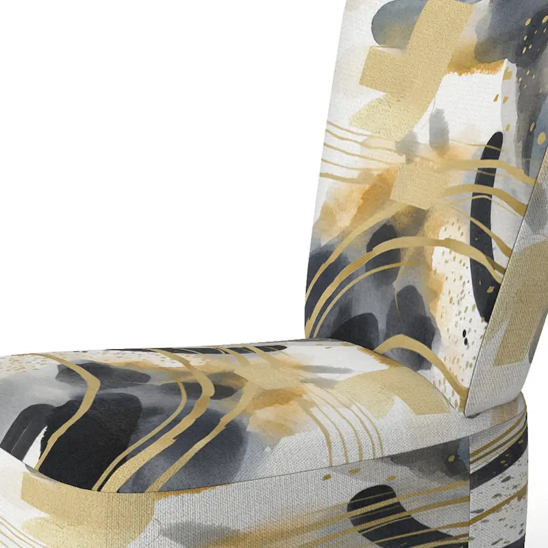 Designart  Pastel Abstract With Blue Black & Gold Spots III  Upholstered Fractals Accent Chair and Modern Arm Chair
