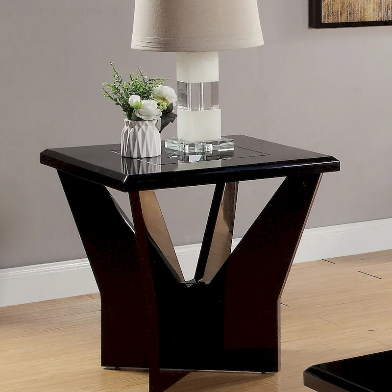 Ameena Contemporary 22-inch Glass Top End Table by Furniture of America
