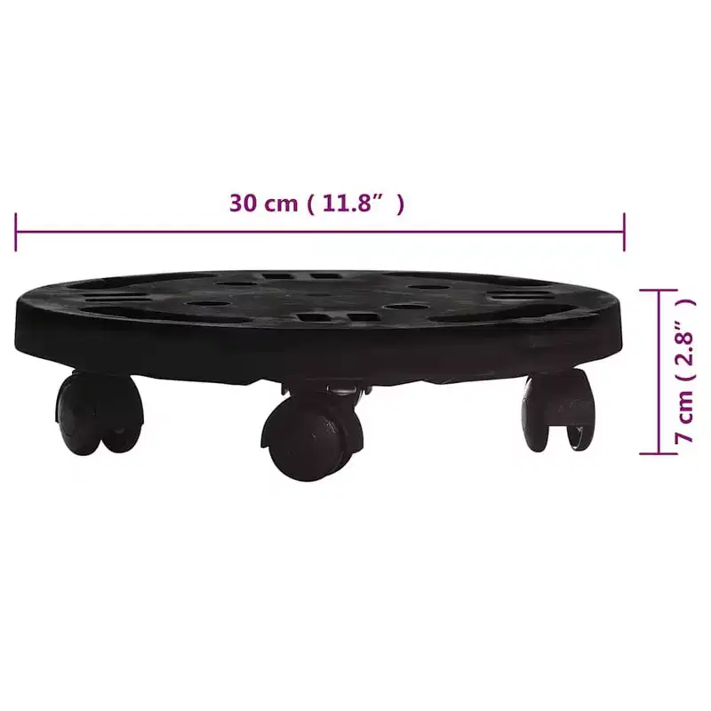 vidaXL Plant Trolley Set of 5 Black Polypropylene Medium Stackable