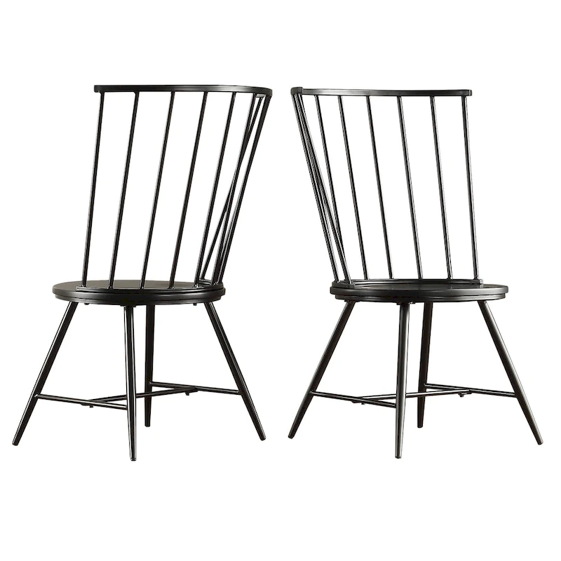 Truman High Back Metal and Wood Spindle Dining Chair (Set of 2) by iNSPIRE Q Modern
