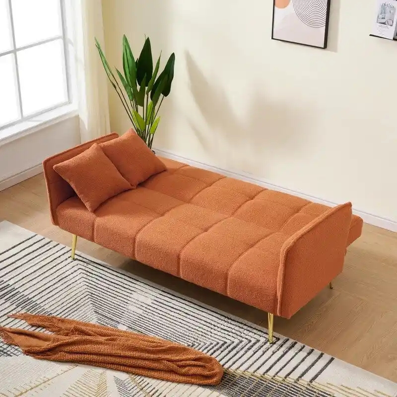 79.92  Teddy Velvet Upholstered Sofa Bed with Adjustable Back and Armrests