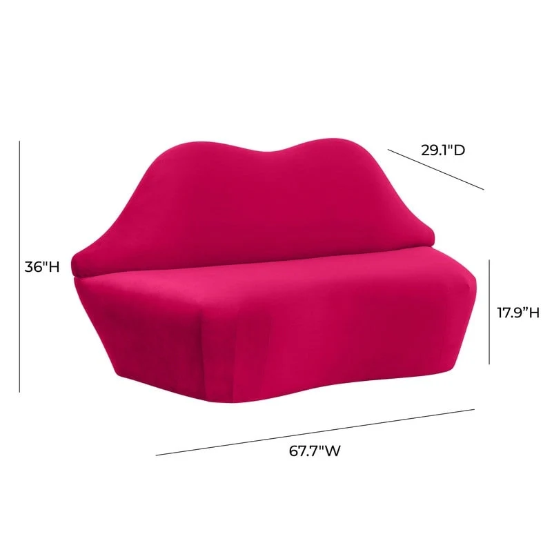 Lips Velvet Settee - 67.7 W x 29.1 D x 36 H