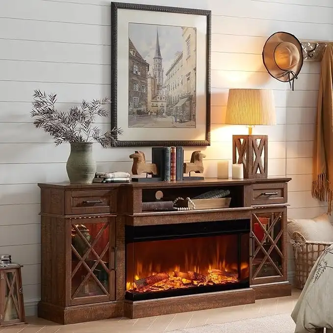 3-Sided Electric Fireplace TV Stand