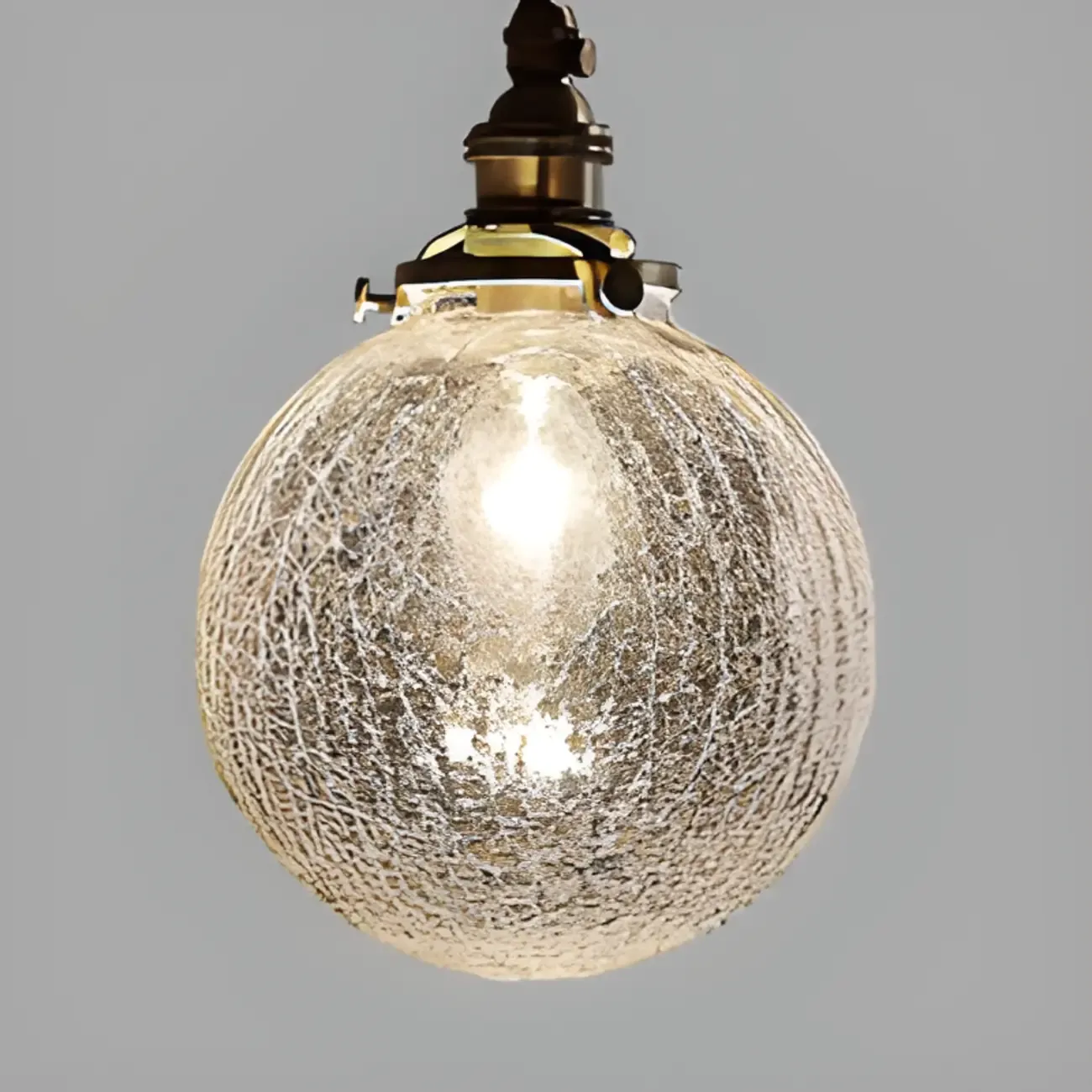 Modern Adjustable Gold Crakle Glass Globe Pendant Light
