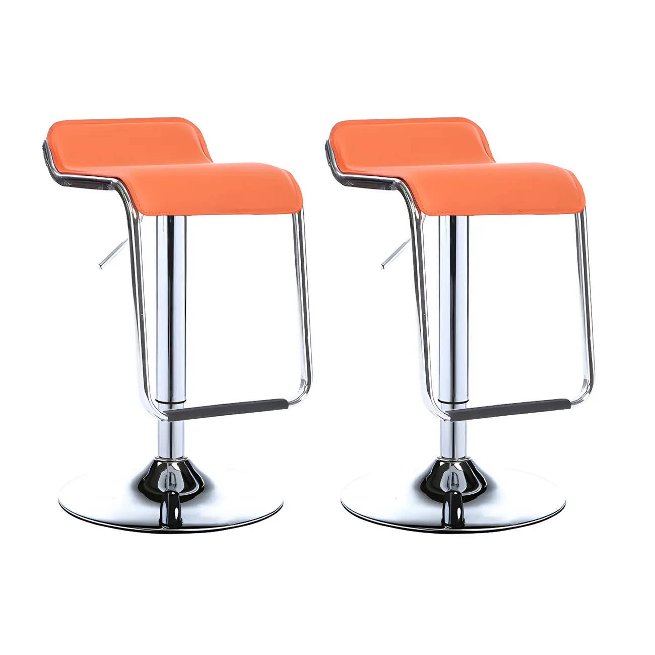 Modern Pedestal Swivel Bar Stool Adjustable Height Low Back Faux Leather