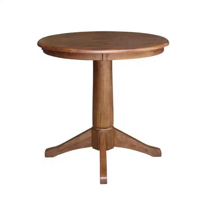 29.9" Dining Tables Laughlin Round Top Pedestal Distressed Oak - International Concepts