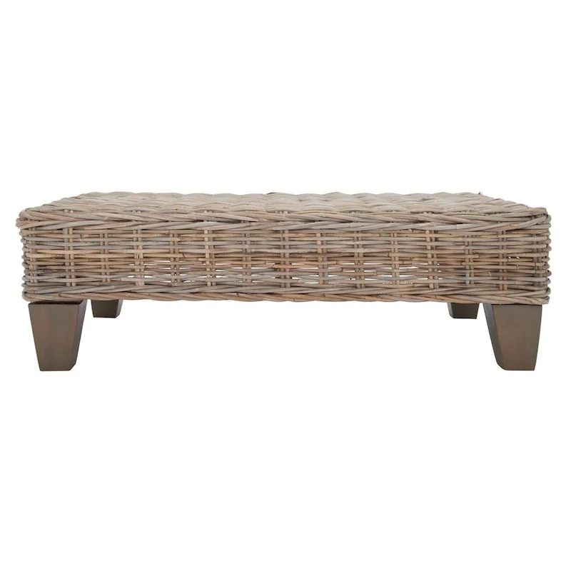 SAFAVIEH Caron Washed Natural Wicker Bench - 41  W x 28  D x 12  H - 41Wx28Dx12H