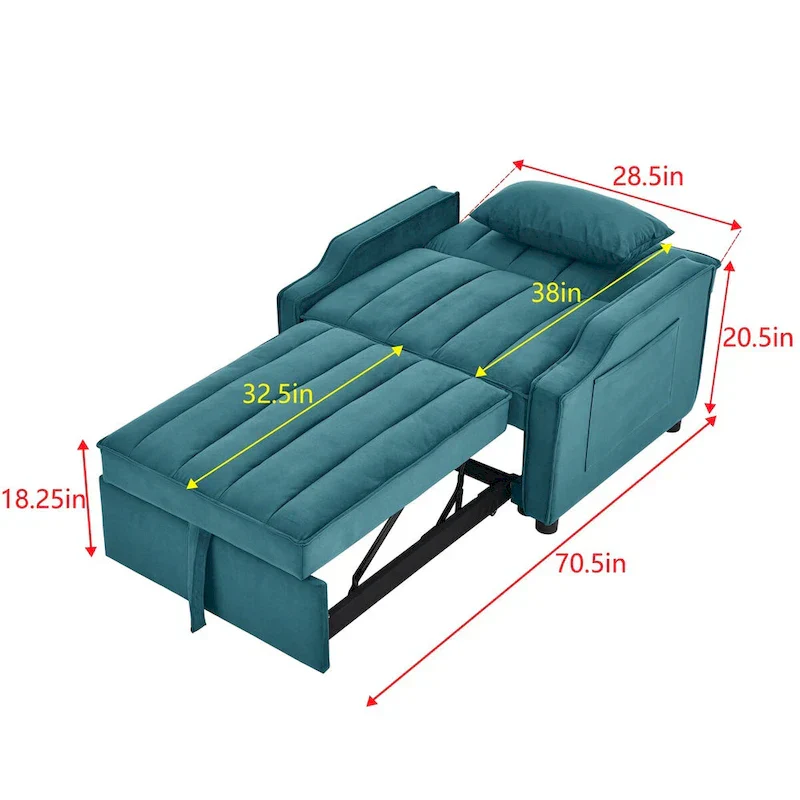 Velvet Pull Out Armchair