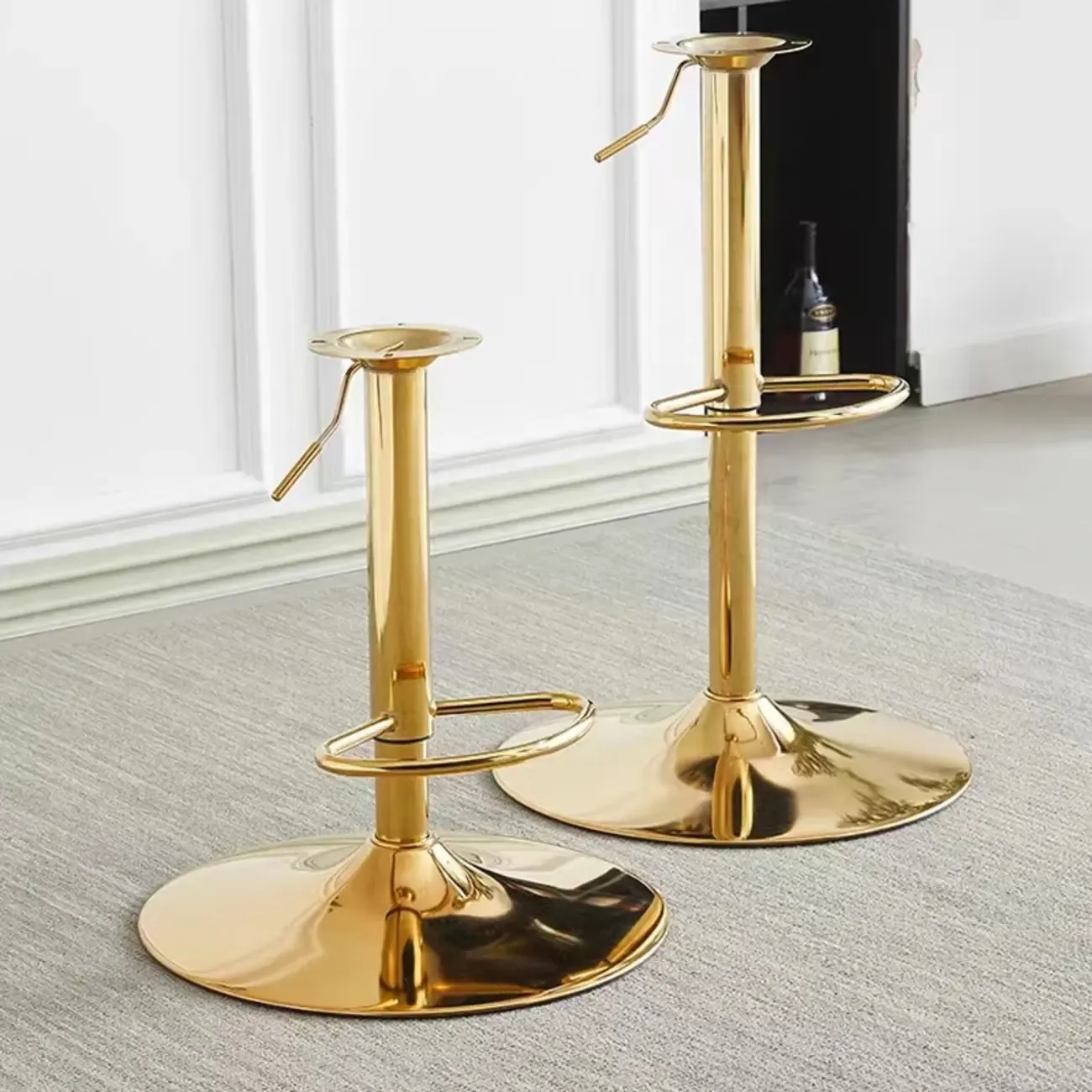 Glam Swivel Saddle Fabric Adjustable Height Bar Stool with Arms