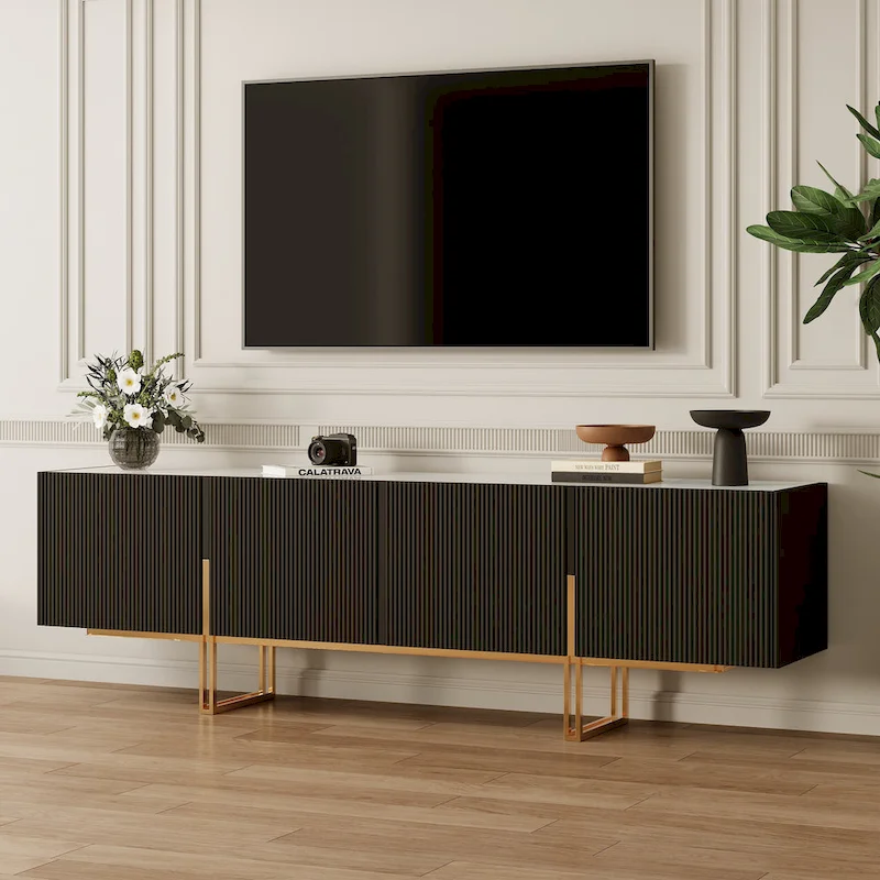 78.7  TV Stand, Entertainment Center with Faux Marble Top