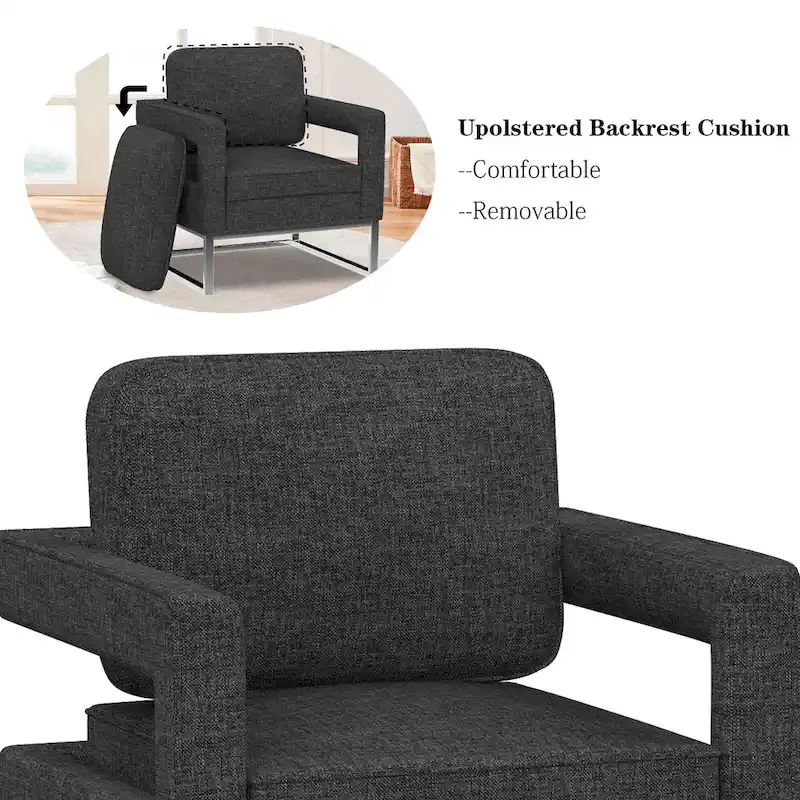 Modern Arm Accent Chair, Mid Century Living Room Chair Upholstered Lounge Chair