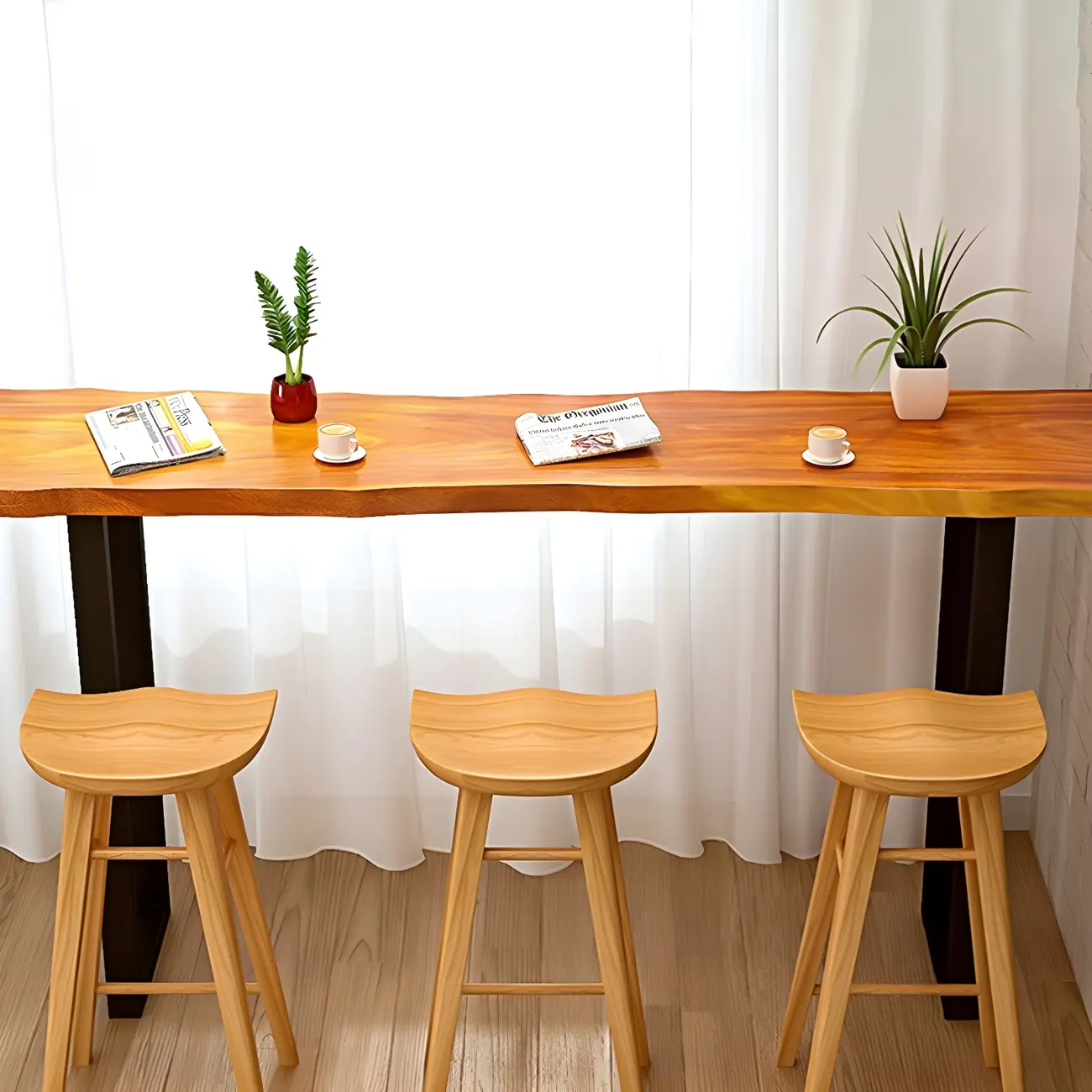 Counter Height Modern Wood Backless Bar Stool