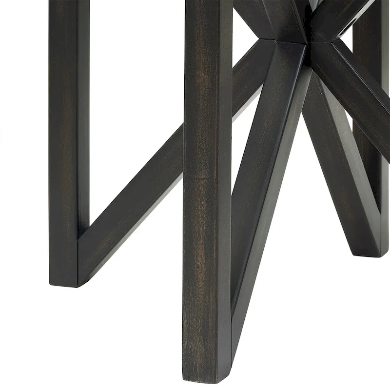 Glass Coffee Table with Wood Base