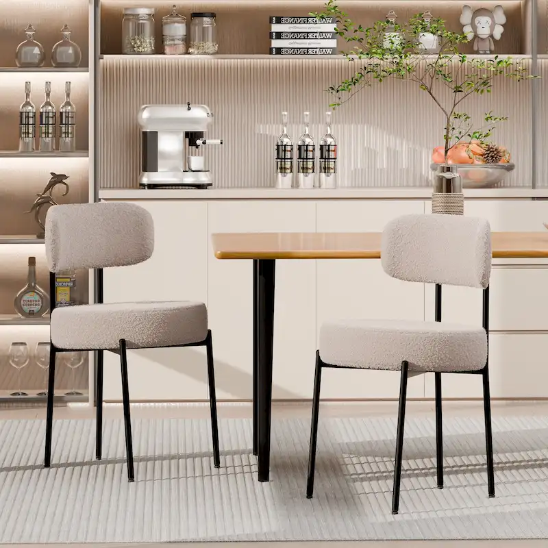 Mid-Century Modern Upholstered Boucle Dining Chairs (Set of 2/4/6)