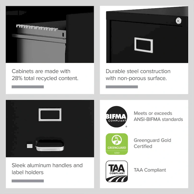 Hirsh 22-in Deep 3 Drawer, Letter Width, Vertical File Cabinet