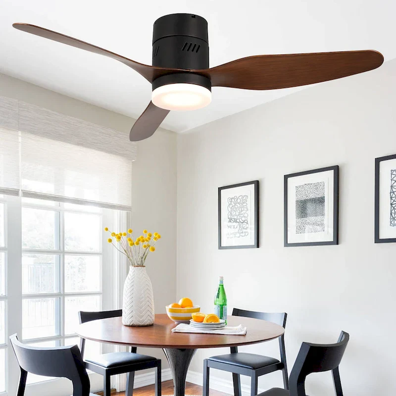 Bella Depot 46  Flush Mount Ceiling Fan with LED Light and Remote 6-Speed Reversible Fan