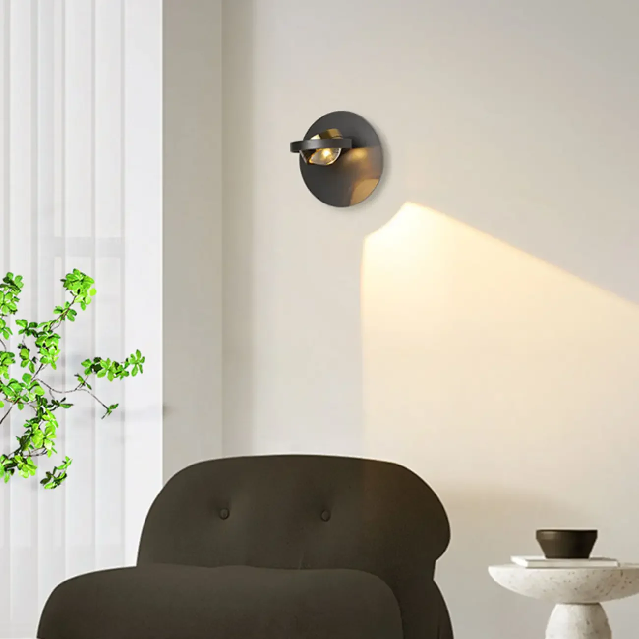 360° Rotatable Transparent Glass Metal Round Reading Wall Lamp