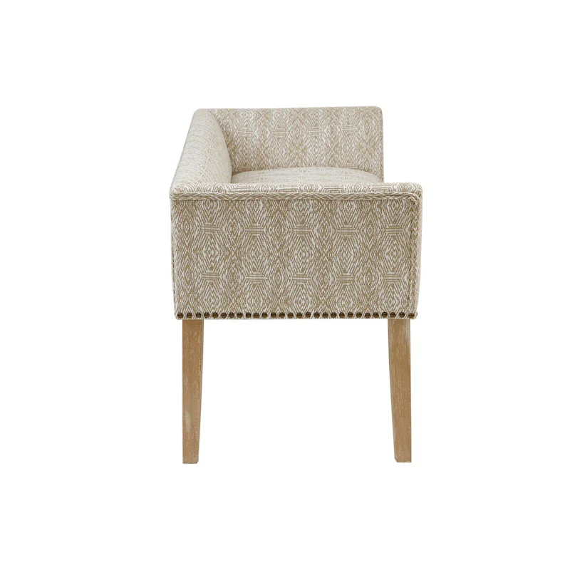 49.5 Upholstered Bench with Back & Wood Legs