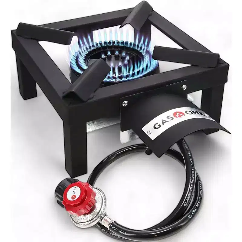 GasOne High Pressure Single Propane Burner - Outdoor Cooking with Heat Shield and Guard for Camping, Tailgating, Seafood Boil, Home Brewing