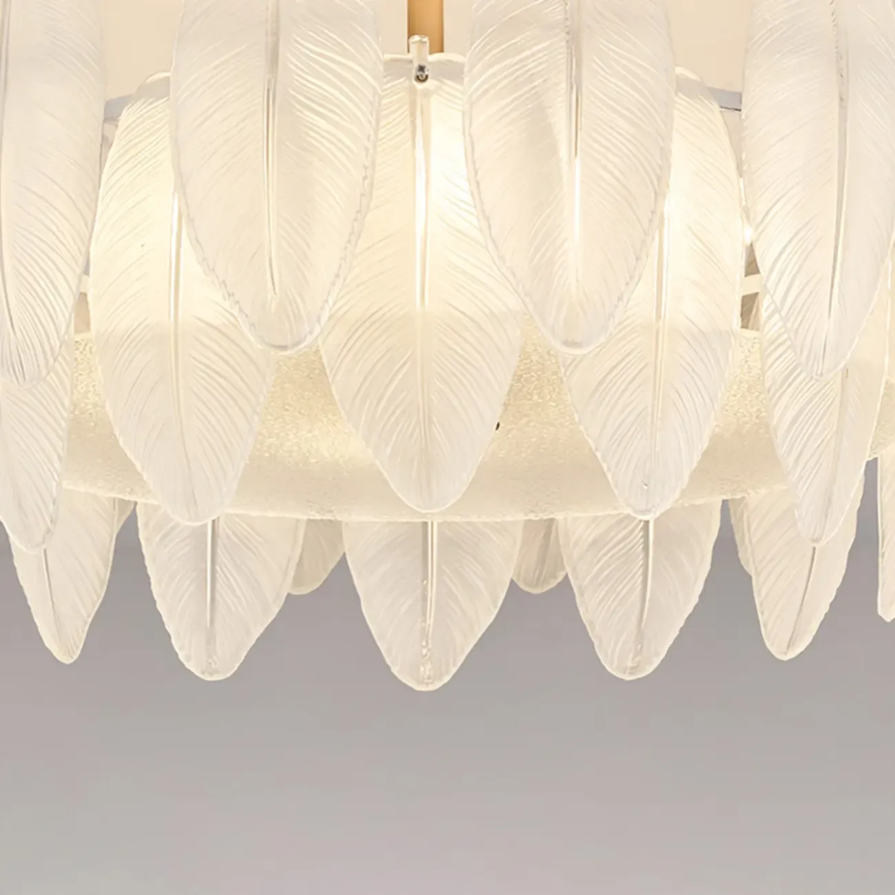 Modern Elegant Feather Glass Semi Flush Ceiling Light