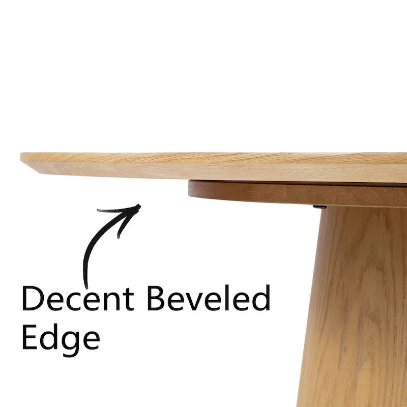 Round Pedestal Dining Table - Black/Natural, White Oak Veneer, Seats 4