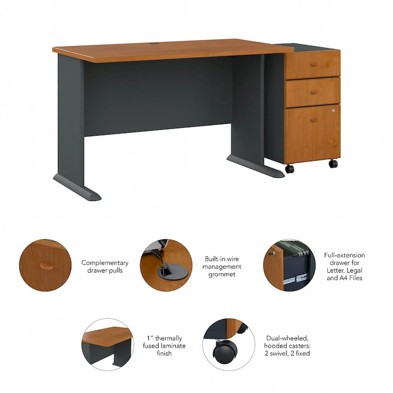 Series A 48W Desk with Mobile File Cabinet by Bush Business Furniture