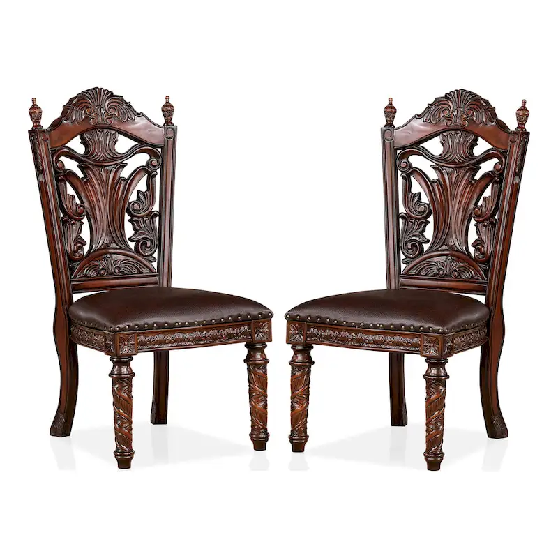 Abeena Traditional Cherry Solid Wood Side Chairs (Set of 2) by Furniture of America