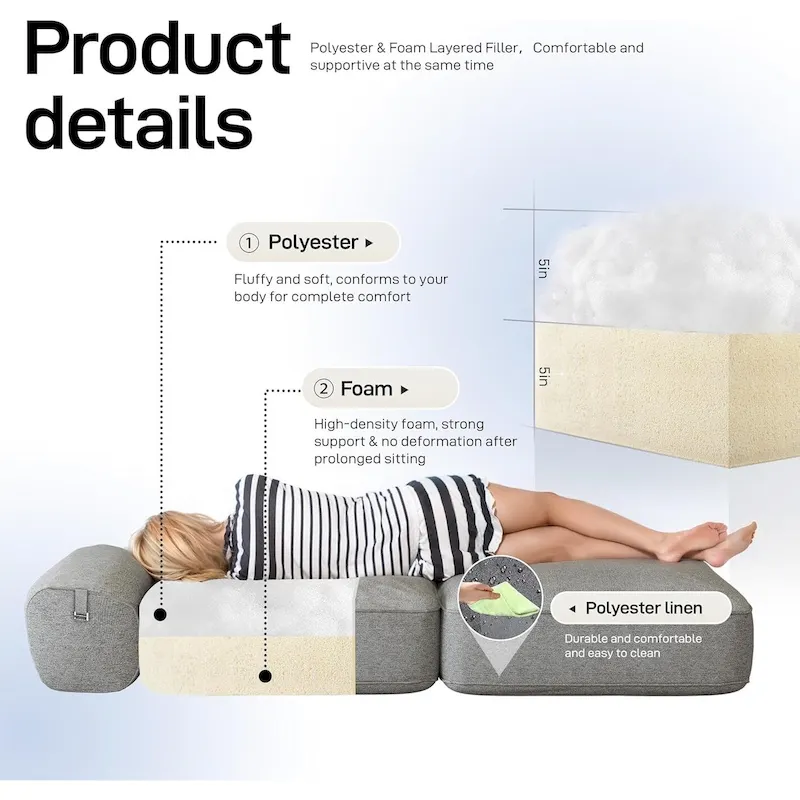 WOWMAX Convertible Folding Sofa Bed Folding Chair Bed with Back Bolster