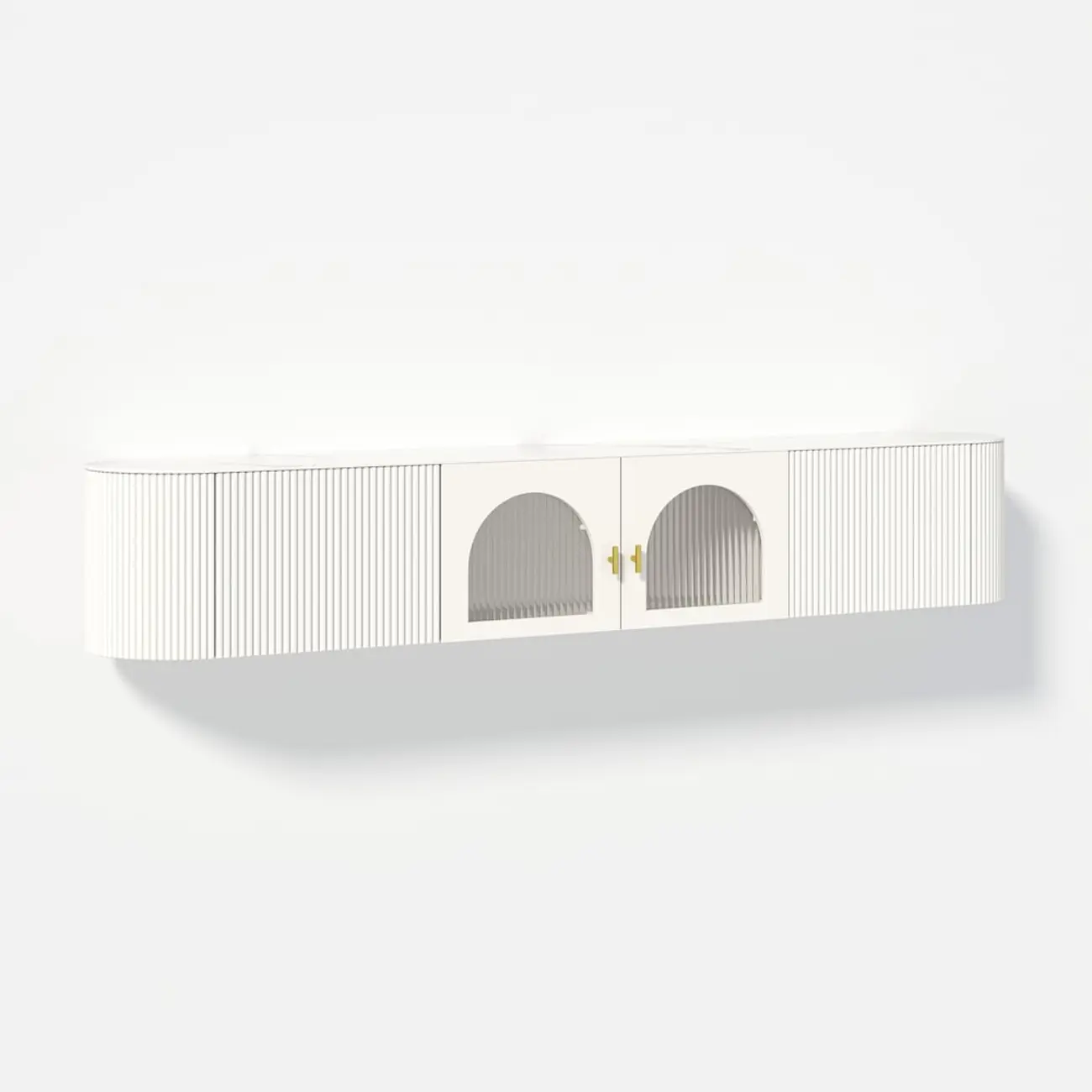 White Modern Marble 2-Drawer Wall-Mounted TV Stand