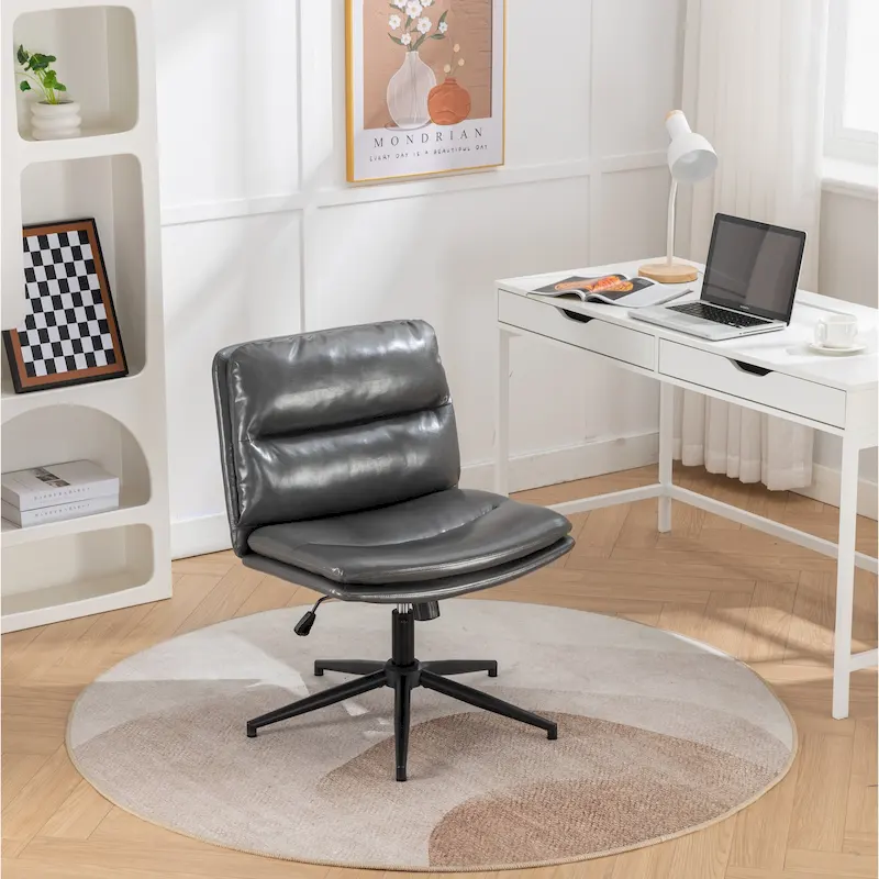 Roundhill Bizerte Adjustable Swivel Criss Cross Chair, Wide Seat Office Chair Vanity Chair