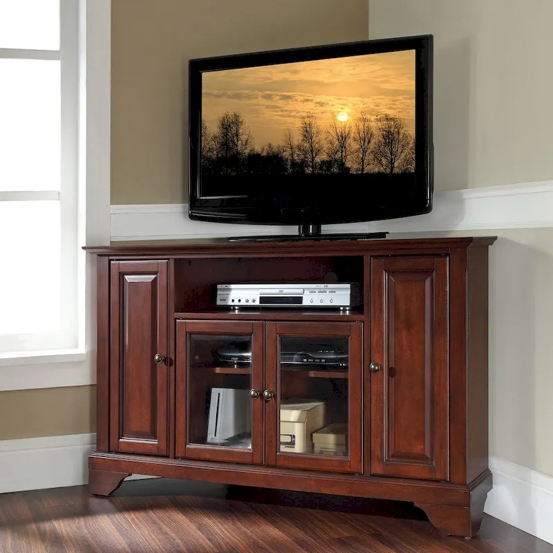 Crosley Lafayette Vintage Mahogany Finish Wood 48-inch Corner TV Stand