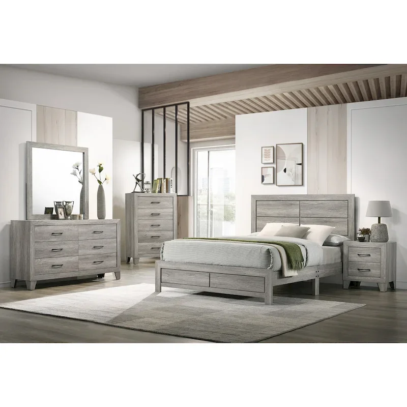 Jan 3 Piece Gray Rustic Platform Bedroom Set