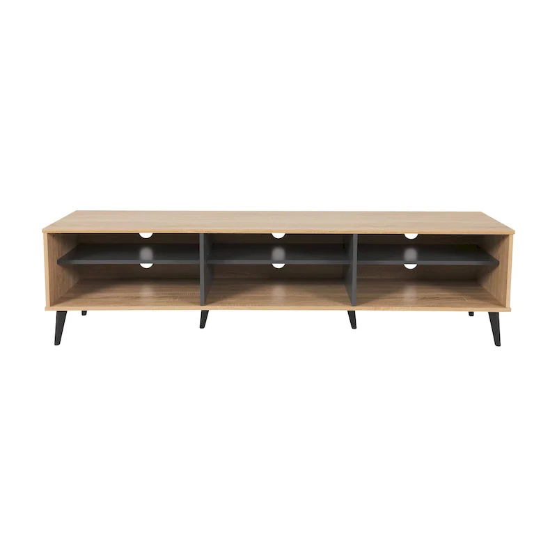 Brown/Grey & Grey TV Bench with Open Shelves, Fits TVs up to 85