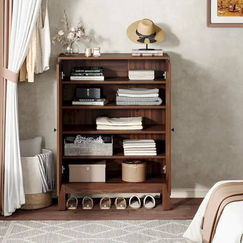 5-Tier Adjustable Shoe Cabinet with Doors for 20 Pairs