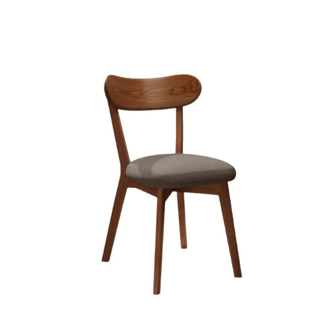 Walnut Wood Mid-Century Modern Upholstered Dining Chair