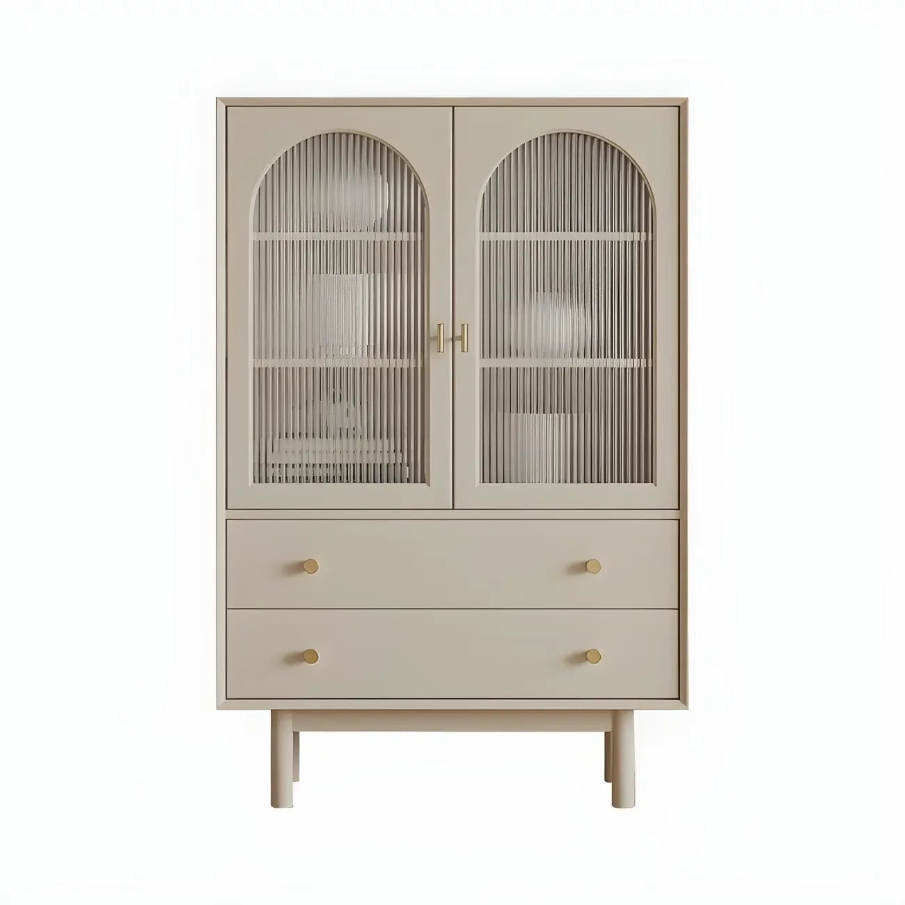 Elegant Wooden Combo Dresser with Shelves and 4-Drawers