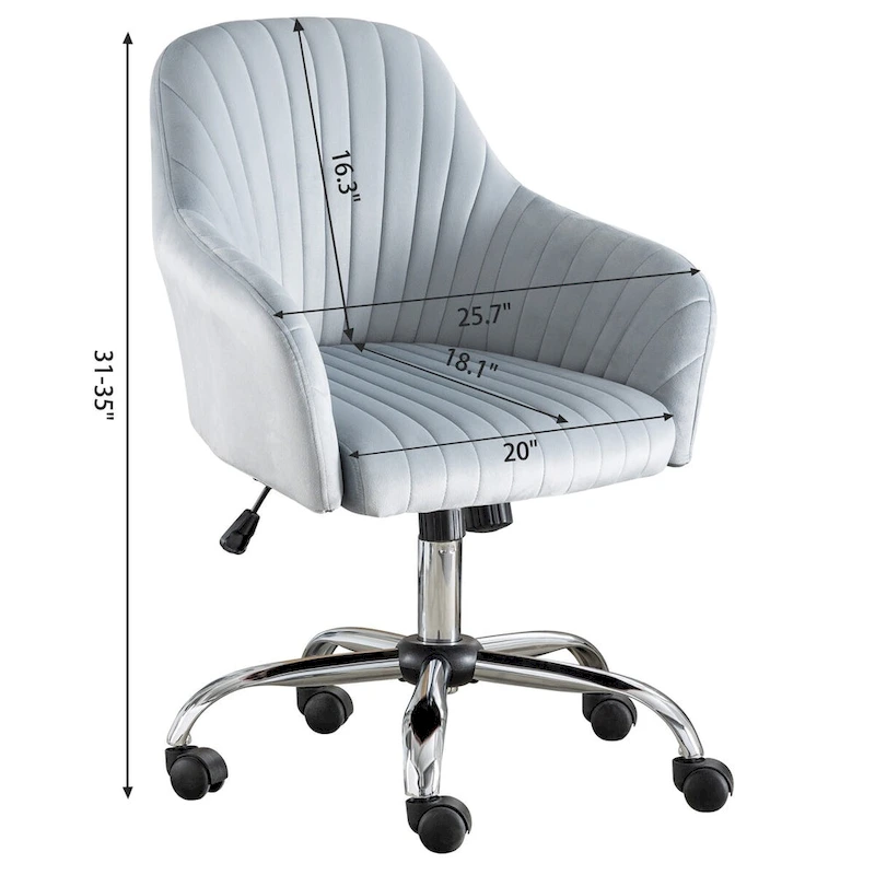 Accent chair Modern home office leisure chair with adjustable velvet height and adjustable casters